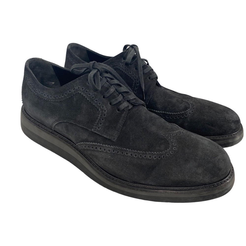 Vince Men’s Stamped Suede Pryce Wingtip Oxford Shoes Charcoal Size 8.5 - Picture 6 of 11